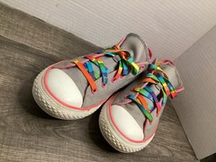 Converse Chuck Taylor All Star Low Top Junior 6 Double Tongue gray, pink, yellow