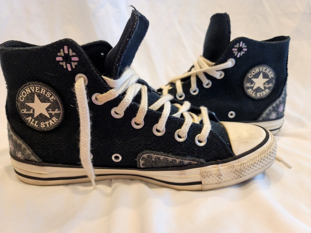 Converse Chuck Taylor All Star Black Floral High Top Sneakers Unisex Adults US 9