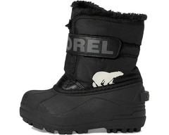 Sorel Snow Commander Boot Round Toe Mid Calf Black/Charcoal Toddlers Kids Size 6