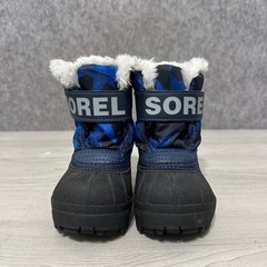 Sorel Snow Commander Boots Kids Size 5 Blue Camo Faux Fur Winter Snow Boots