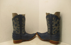Mesquite Alligator Embossed Leather Pointed Toe Cowboy Boots Youth Sz 23.5 Mex
