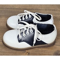 Striderite toddler classic leather saddle shoes navy white sz 7.5 preppy sturdy
