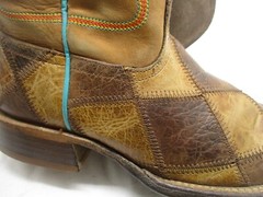 ANDERSON BEAN BOOTS Brown Patchwork Square Toe Cowboy Boots Kids sz 3 Sty 1053