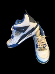 Jordan Air Jordan 4 Kids Mid Top Sneakers White Blue Leather Lace Up Size 6