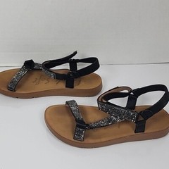 Link Soft Black And Silver Big Kid Strappy Sandals Size 3
