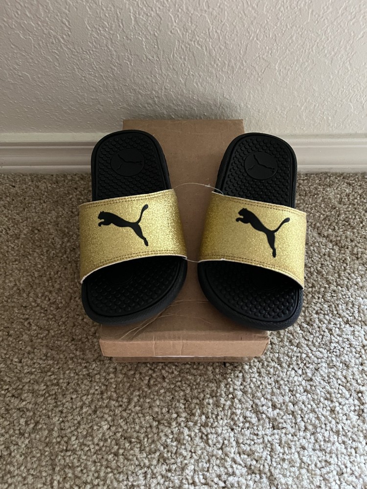 Puma – Cool Cat Glitz Slide Sandal – Kids – gold black