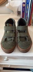 VANS Kids US 3 Mid Top Suede Hook & Loop Sneakers Green Brown Gum Sole