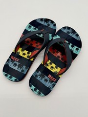 Reef Youth Flip Flops Size 4/5 Palm Tree Stripe Beach Sandals Kids