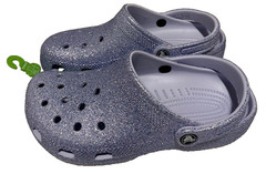 Crocs Unisex Kid Classic Glitter Clogs (Little/Big Kid-6) Blue Frost Glitter