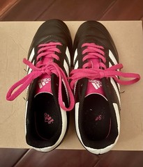 adidas Soccer Cleats Plastic Stud Lace Up Black/Pink/White Unisex Kids US 3