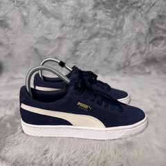 Puma Suede Classic Shoes Youth 5C Blue on Grey Lifestyle Sneakers