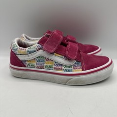 Vans Old Skool Rainbow Logo Pink Suede & Canvas Kids Shoes Size 1.5