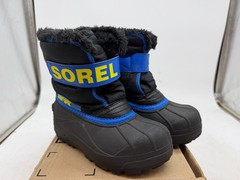 Sorel Snow Commander Winter Boots Kids Black Pull-On Hook & Loop Outdoor – 12