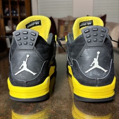 Air Jordan 4 Retro Thunder GS Size 7 Black Yellow Basketball Gym Shoes Sneakers