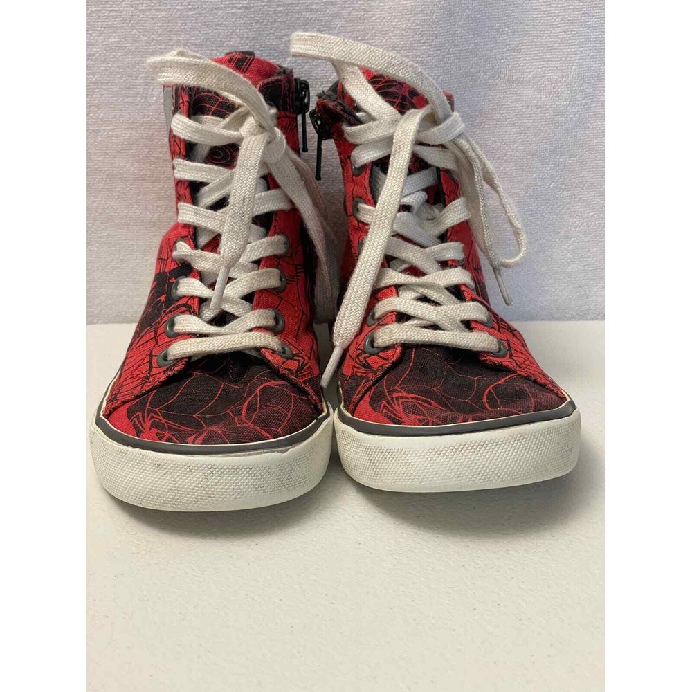 Spider Man high top Boys GAP shoes size 11 lace up zip side red black