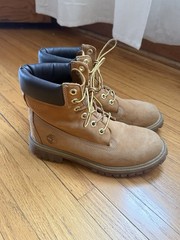 Timberland Junior Tan Leather Waterproof Lace-Up Boots Unisex Kids Size 5M