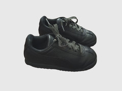 Puma Roma SOLID BLACK w silver sparkle laces Toddlers size 10 c sneakers NICE!