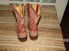 Corral Kids Youth Size 1 K Red Leather Floral Western Cowboy Boots Style G1193