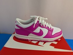 Nike Dunk Low GS White Laser Fuschia FB9109-102 Size 4.5Y / 6W