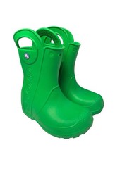 Crocs Boots Kids Size C9 Green Handle It Rain Waterproof Pull Handles Outdoor