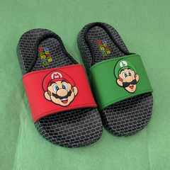 Ground Up Super Mario Mario & Luigi Kids Slide Sandals Red Green Black 9/10