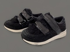 Dolce&Gabbana Sneakers Black Fur Suede Toddler Size 24 Us 8 Made In Italy