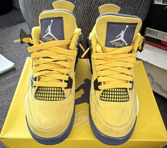 Jordan Air Jordan 4 Retro (GS) 5Y Tour Yellow Gray Black Sneaker 408452-700