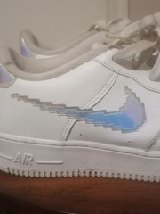 Nike Air Force GS White Leather Digital Swoosh Youth Sneakers CW1577-100 Size 7Y