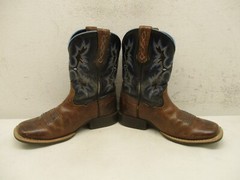 Ariat Brown and Blue Leather Square Toe Western Boots Kids Size 13 Sty 10012794