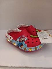 Crocs Super Mario Bros Light Up Clogs Kids Size C9 Red Comfort Slide NEW!