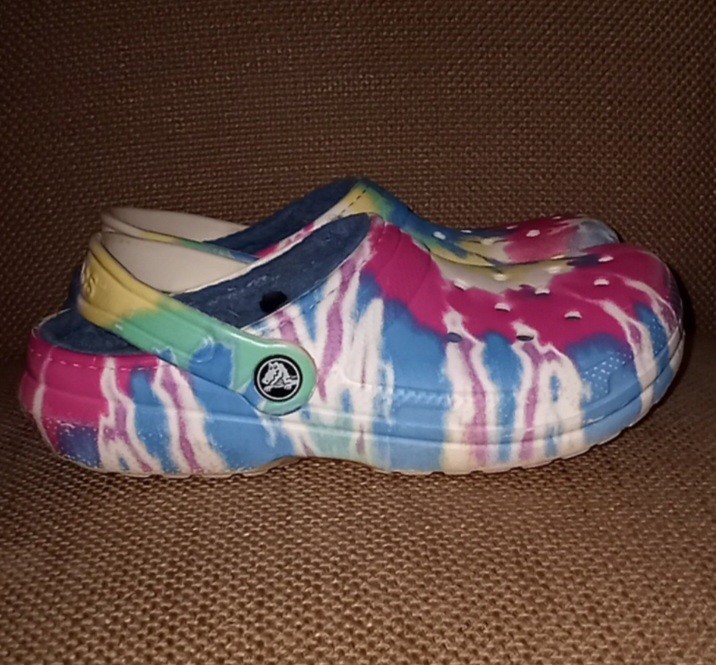 Crocs Classic Mammoth dye Dye Lined Clogs Multi Color Youth Size 3