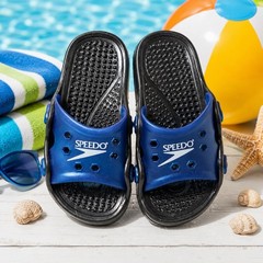 Speedo Kids Beachers Blue Black Slide On Sandals Water Shoes Size 1 Unisex