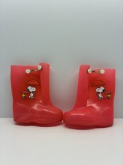 Peanuts Snoopy And Woodstock Kids Galosh Boots 1972 Red Size 2