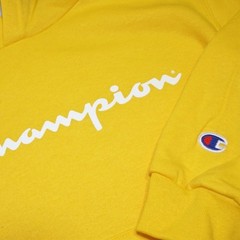 Champion Classic Script Logo Youth (Champion Yellow) Powerblend Pullover Hoodie
