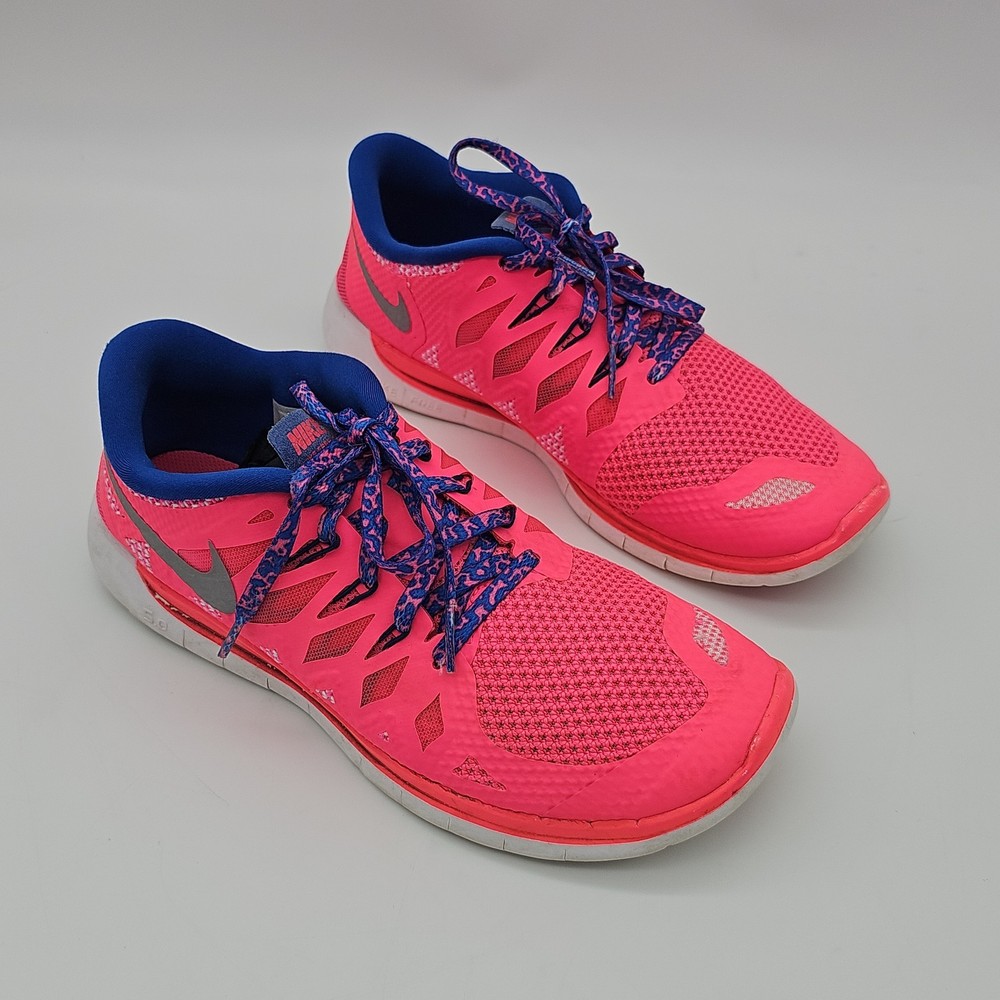 Nike Free 5.0 GS Hyper Pink Royal Blue Shoes 644446-601 Youth Girl 7Y Womens 8.5
