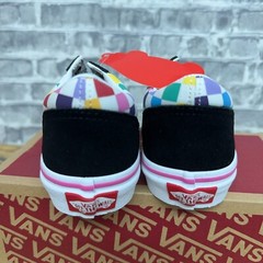 Vans Old Skool Rainbow Checkerboard Black Multicolor Little Kids Size 11.5 K New