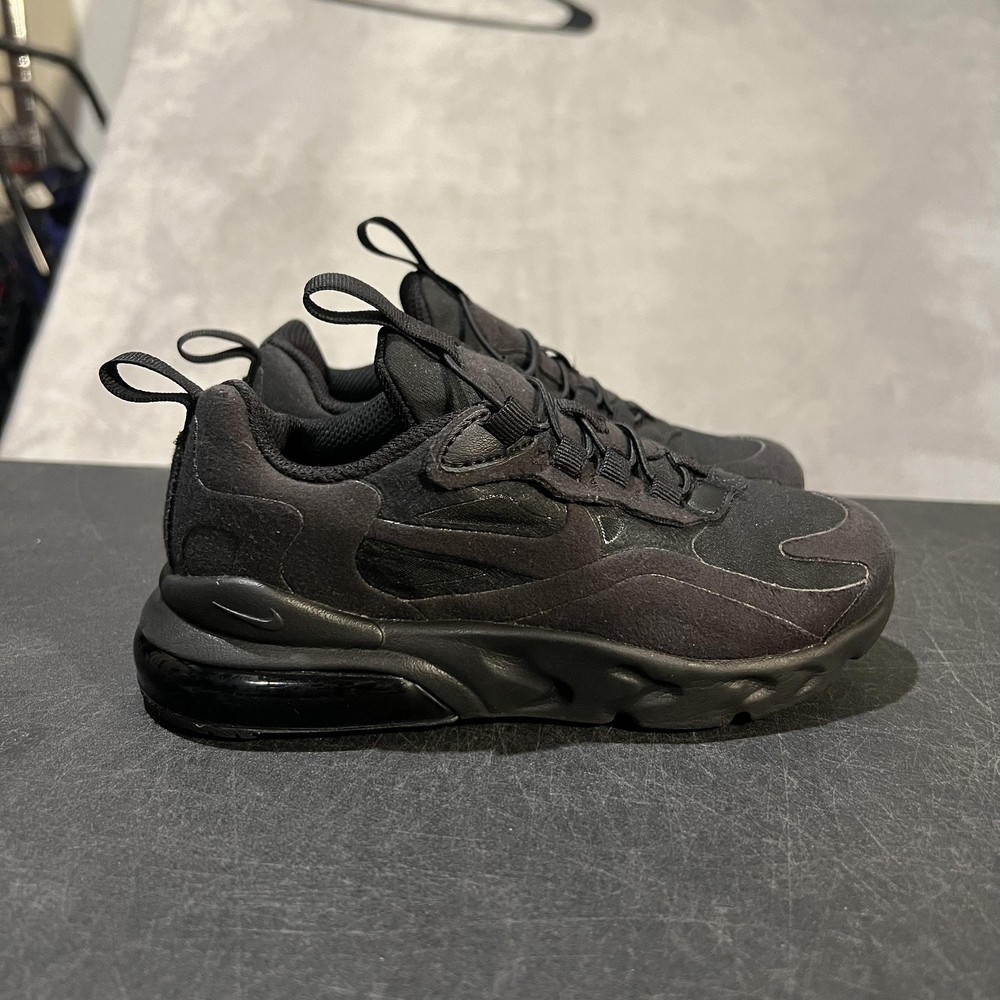 Nike Air Max 270 React Shoes Kids Size 12C Triple Black Sneakers BQ0102-004