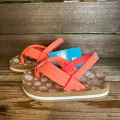 New NWT Little Kids Reef Ahi Coral Floral Thong Sandals Flip Flops Size 5 C