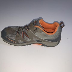 Merrell Shoes Youth 6.5 Gray Orange Hook & Loop Trail Hiking Big Kids MY57109