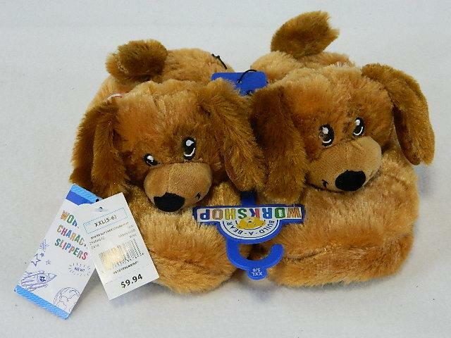 BUILD A BEAR Workshop Character Slippers -Chocolate Chunk Pup Size M 12/13