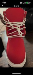 Timberland Red White Ankle Boots Lace Up Flat Logo Accent