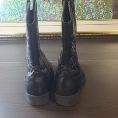 Deer Stags Black Western Embroidered Pull On Block Heel Boots Unisex Kids Size 5