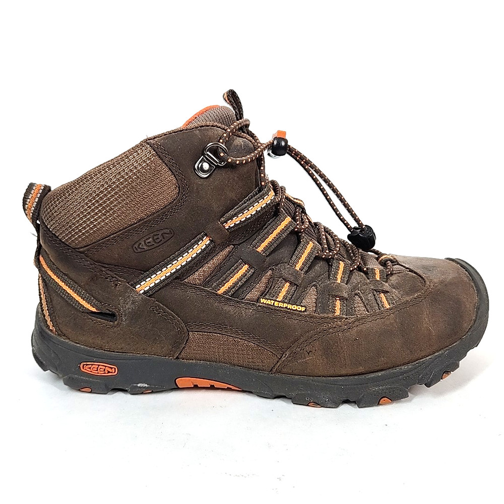 Keen Targhee Waterproof Mid Hiking Boots Youth 6 Brown Bungee Lace Cushioned