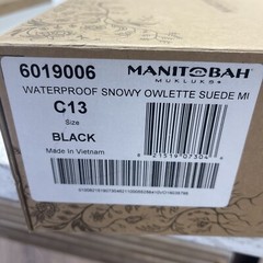 Manitobah Mukluks Waterproof Snowy Owlet Kids Unisex BLACK Size C13
