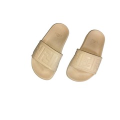 Fendi Roma FF Zucca Logo Slide Sandals Beige Rubber Made in Italy EU 27/28