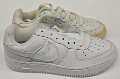 Nike Force 1 Low Top Sneakers AF1 Pre-School Size 1Y PS Kids White Leather Shoes