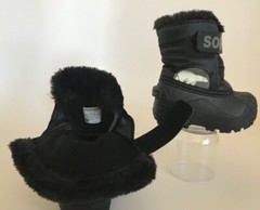 Sorel Childrens Snow Boots Polar Bear Black Warm Waterproof Like New