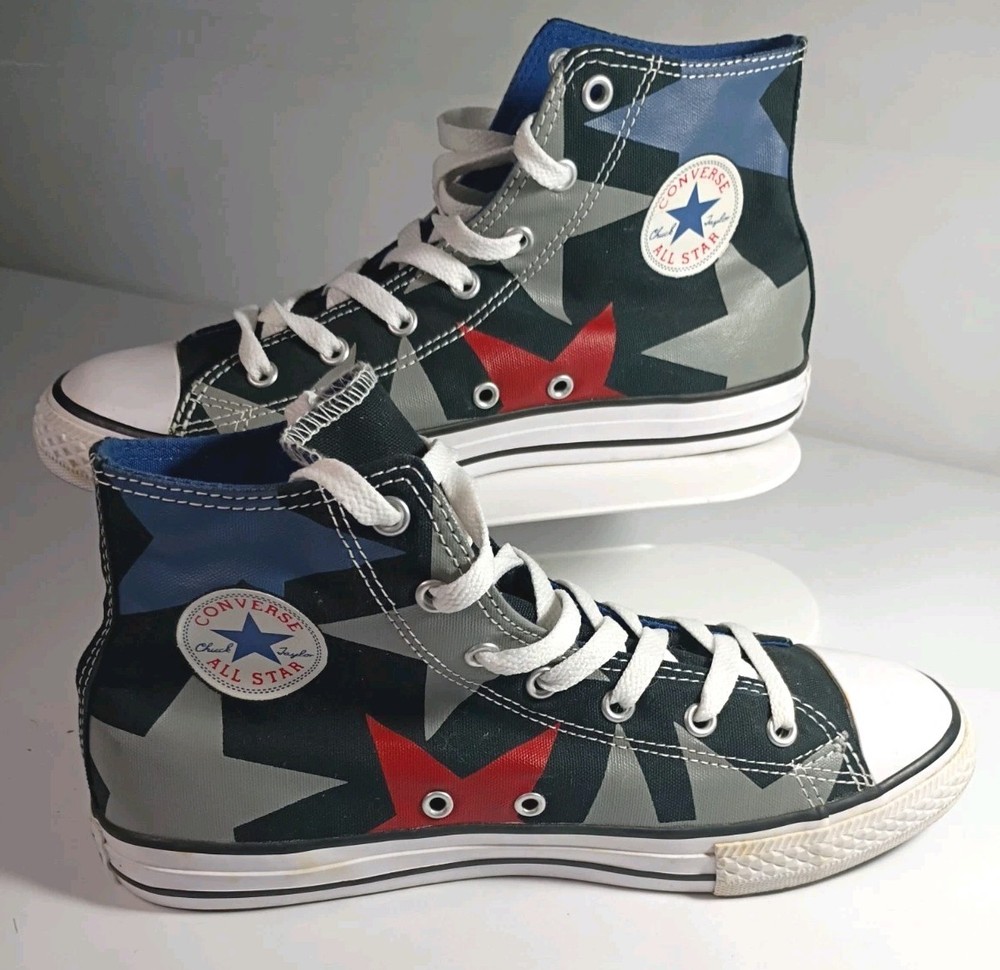 Converse Chuck Taylor All Star Hi top Americana Sneaker Red Blue Grey Stars 6 JR