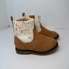 Cat & Jack Toddler Emmaline Zip Booties Faux Suede Confetti Knit Ankle Size 6