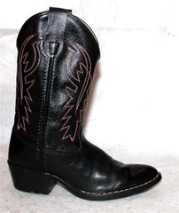 OLD WEST BLACK w/RED STITCHING LEATHER WESTERN/COWBOY BOOTS: Youth 1.5 – EUC